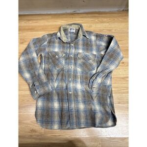 Vintage‎ Amana Woolen Mill Mens Medium Plaid Wool Button Down Long Sleeve Shirt